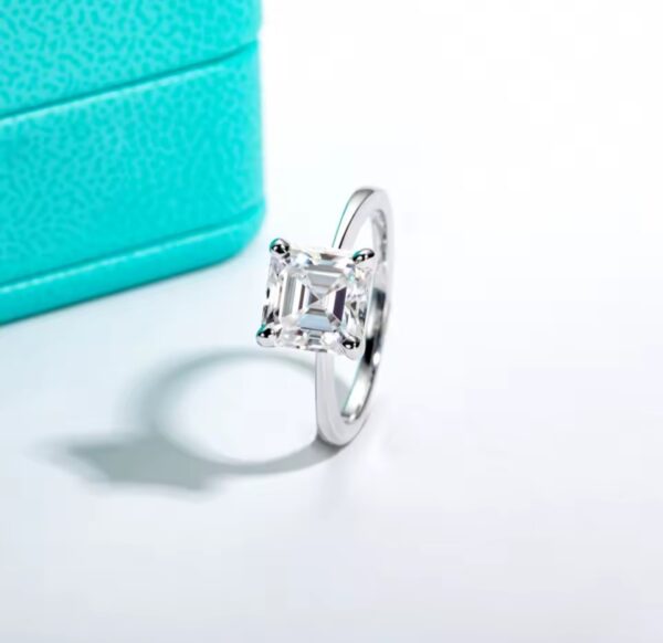 Anel de noivado Moissanite 3CT Asscher - Imagem 5