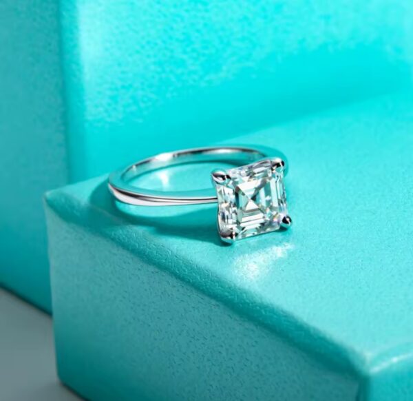 Anel de noivado Moissanite 3CT Asscher - Imagem 2