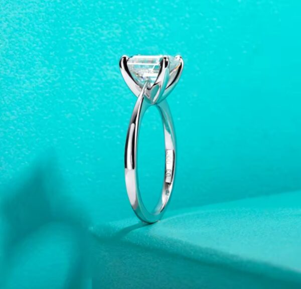 Anel de noivado Moissanite 3CT Asscher - Imagem 3
