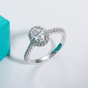 Anel lapidação oval moissanite