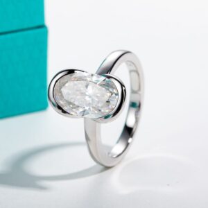 Anel oval 3 quilates moissanite