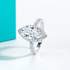 Anel prata 925 moissanite marquise