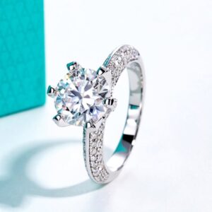 Anel prata 925 moissanite 3 CT