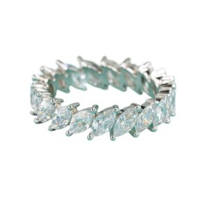 Aliança moissanite marquise amor eterno