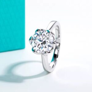 Anel flor de lótus moissanite 3CT