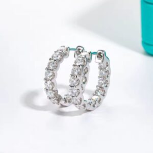 Brinco argola de moissanite 3mm