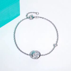 Pulseira moissanite trevo de quatro folhas